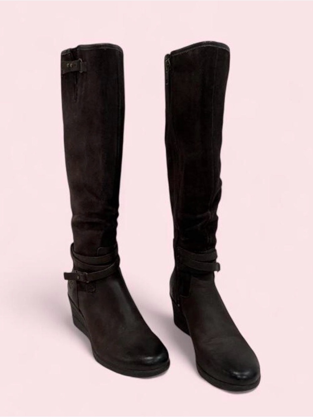UGG dark brown Suede Over-the-Knee Wedge Boots